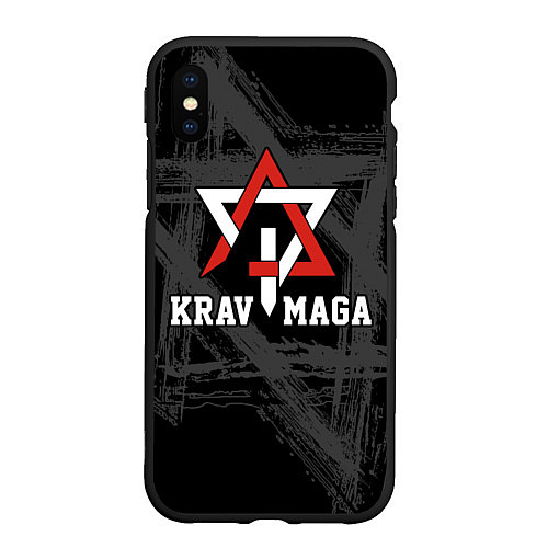 Чехол iPhone XS Max матовый Krav-maga military combat system emblem / 3D-Черный – фото 1