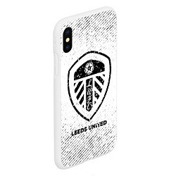 Чехол iPhone XS Max матовый Leeds United с потертостями на светлом фоне, цвет: 3D-белый — фото 2