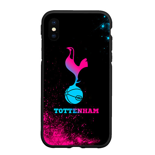 Чехол iPhone XS Max матовый Tottenham - neon gradient / 3D-Черный – фото 1