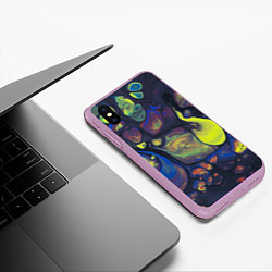Чехол iPhone XS Max матовый Неоновые светящиеся камни, цвет: 3D-сиреневый — фото 2