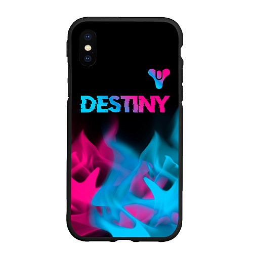Чехол iPhone XS Max матовый Destiny - neon gradient: символ сверху / 3D-Черный – фото 1