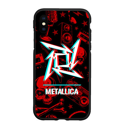 Чехол iPhone XS Max матовый Metallica rock glitch / 3D-Черный – фото 1