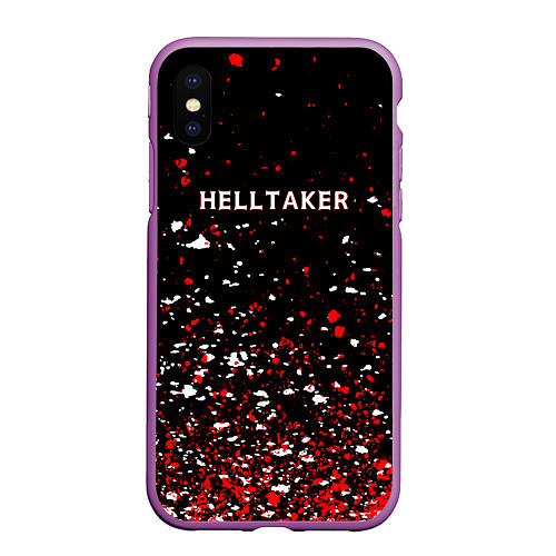 Чехол iPhone XS Max матовый Helltaker краска / 3D-Фиолетовый – фото 1
