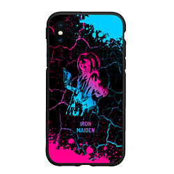 Чехол iPhone XS Max матовый Iron Maiden - neon gradient, цвет: 3D-черный