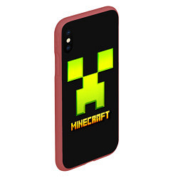 Чехол iPhone XS Max матовый Minecraft: neon logo, цвет: 3D-красный — фото 2