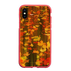 Чехол iPhone XS Max матовый Осеннее золото, цвет: 3D-красный