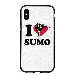 Чехол iPhone XS Max матовый I love sumo fighter, цвет: 3D-черный