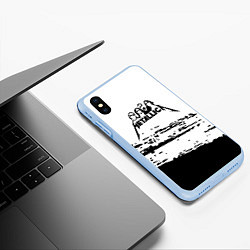 Чехол iPhone XS Max матовый Metallica - черная текстура, цвет: 3D-голубой — фото 2