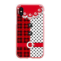 Чехол iPhone XS Max матовый Костюм новогодний Клоун фольклор красный с белым, цвет: 3D-баблгам