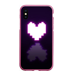 Чехол iPhone XS Max матовый Undertale heart neon, цвет: 3D-малиновый