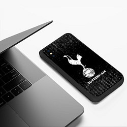 Чехол iPhone XS Max матовый Tottenham с потертостями на темном фоне, цвет: 3D-черный — фото 2