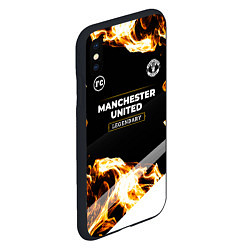 Чехол iPhone XS Max матовый Manchester United legendary sport fire, цвет: 3D-черный — фото 2