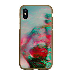 Чехол iPhone XS Max матовый Абстрактные переливающиеся краски, цвет: 3D-коричневый