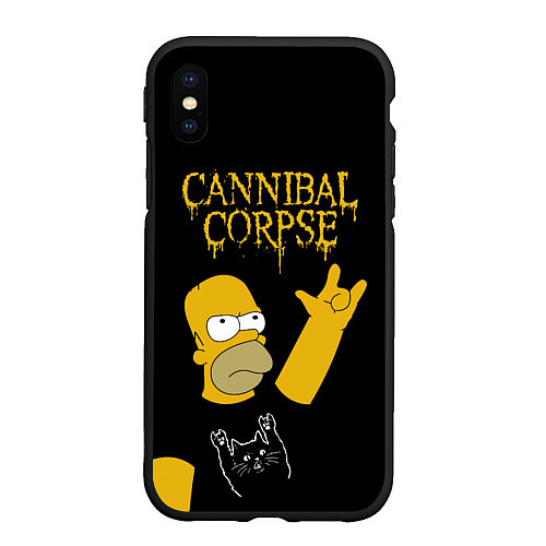 Чехол iPhone XS Max матовый Cannibal Corpse Симпсоны Гомер рокер / 3D-Черный – фото 1