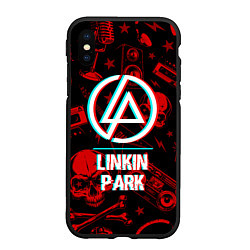 Чехол iPhone XS Max матовый Linkin Park rock glitch, цвет: 3D-черный