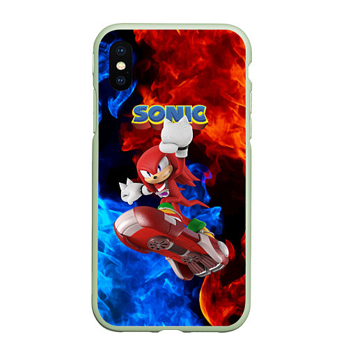 Чехол iPhone XS Max матовый Knuckles Echidna - Sonic - Video game / 3D-Салатовый – фото 1