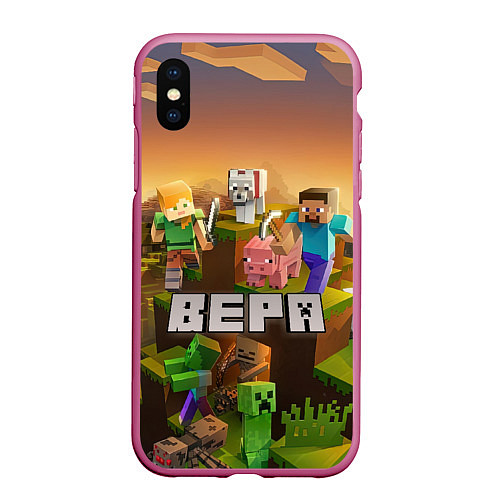 Чехол iPhone XS Max матовый Вера Minecraft / 3D-Малиновый – фото 1