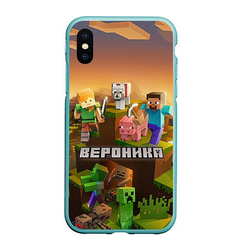 Чехол iPhone XS Max матовый Вероника Minecraft / 3D-Мятный – фото 1