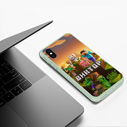 Чехол iPhone XS Max матовый Виктор Minecraft, цвет: 3D-салатовый — фото 2