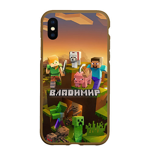 Чехол iPhone XS Max матовый Владимир Minecraft / 3D-Коричневый – фото 1