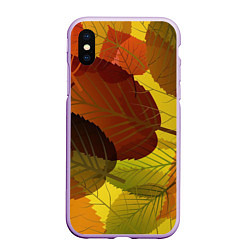 Чехол iPhone XS Max матовый Осенние крупные листья, цвет: 3D-сиреневый