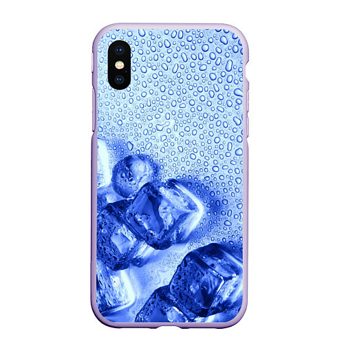 Чехол iPhone XS Max матовый Кубики льда и капли воды / 3D-Светло-сиреневый – фото 1