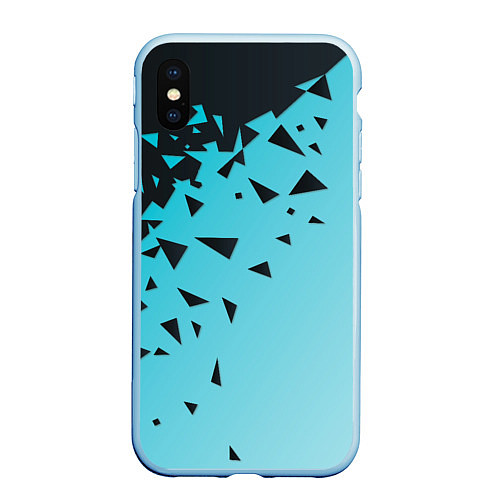 Чехол iPhone XS Max матовый Осколки Абстракции / 3D-Голубой – фото 1