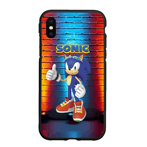 Чехол iPhone XS Max матовый Sonic - Hedgehog - Video game - жест / 3D-Черный – фото 1