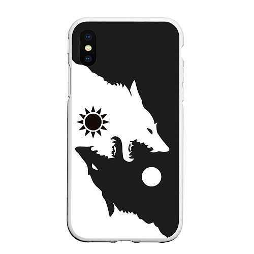Чехол iPhone XS Max матовый Волки инь и ян / 3D-Белый – фото 1