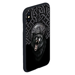 Чехол iPhone XS Max матовый Щит Велеса с медведем, цвет: 3D-черный — фото 2
