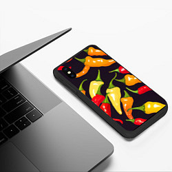 Чехол iPhone XS Max матовый Много перчиков, цвет: 3D-черный — фото 2