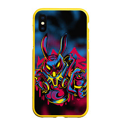 Чехол iPhone XS Max матовый Год сумасшедшего кролика, цвет: 3D-желтый