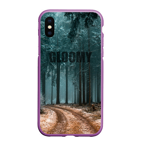 Чехол iPhone XS Max матовый Мрачный Лес GLOOMY / 3D-Фиолетовый – фото 1