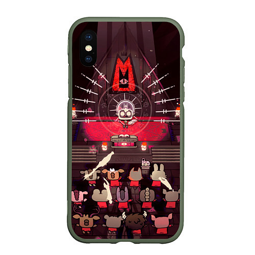 Чехол iPhone XS Max матовый Cult of the Lamb - Обряд / 3D-Темно-зеленый – фото 1