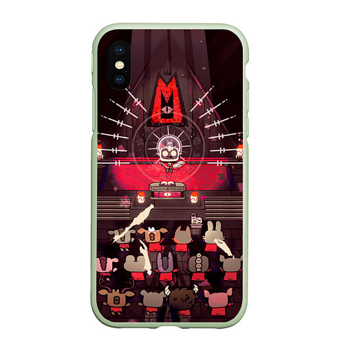 Чехол iPhone XS Max матовый Cult of the Lamb - Обряд / 3D-Салатовый – фото 1