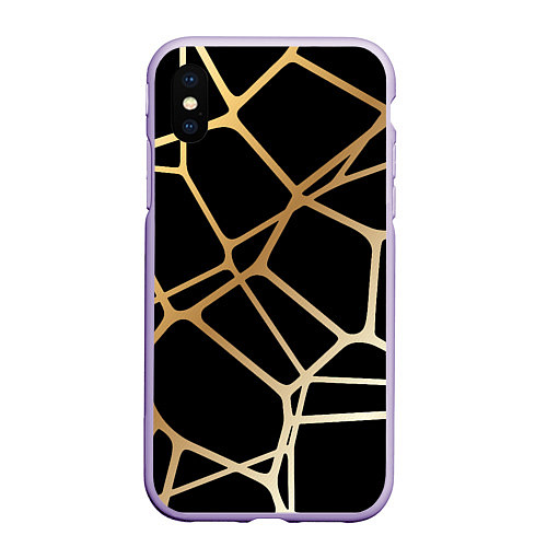 Чехол iPhone XS Max матовый Золотая сеть / 3D-Светло-сиреневый – фото 1