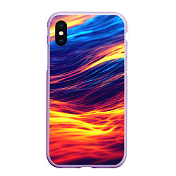 Чехол iPhone XS Max матовый Волны неон, цвет: 3D-сиреневый