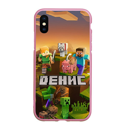 Чехол iPhone XS Max матовый Денис Майнкрафт / 3D-Розовый – фото 1