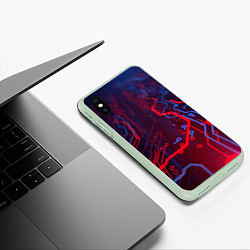 Чехол iPhone XS Max матовый Неоновая электро плата, цвет: 3D-салатовый — фото 2