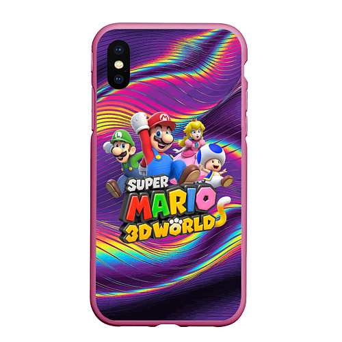 Чехол iPhone XS Max матовый Герои Super Mario 3D World - Nintendo / 3D-Малиновый – фото 1