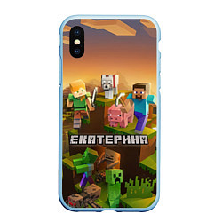 Чехол iPhone XS Max матовый Екатерина Minecraft, цвет: 3D-голубой