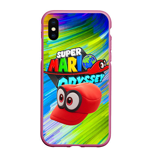 Чехол iPhone XS Max матовый Super Mario Odyssey - Nintendo - Бейсболка / 3D-Малиновый – фото 1