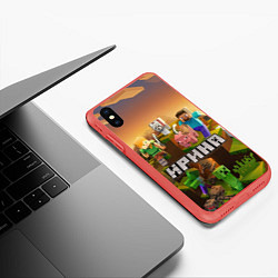 Чехол iPhone XS Max матовый Ирина Minecraft, цвет: 3D-красный — фото 2