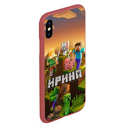 Чехол iPhone XS Max матовый Ирина Minecraft, цвет: 3D-красный — фото 2