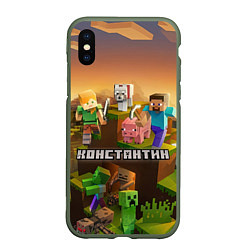 Чехол iPhone XS Max матовый Константин Minecraft, цвет: 3D-темно-зеленый