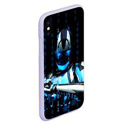 Чехол iPhone XS Max матовый Киборг с бинарным кодом, цвет: 3D-светло-сиреневый — фото 2