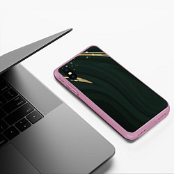 Чехол iPhone XS Max матовый Мраморный фон с золотым прикосновением, цвет: 3D-розовый — фото 2