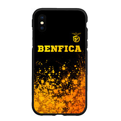 Чехол iPhone XS Max матовый Benfica - gold gradient: символ сверху, цвет: 3D-черный