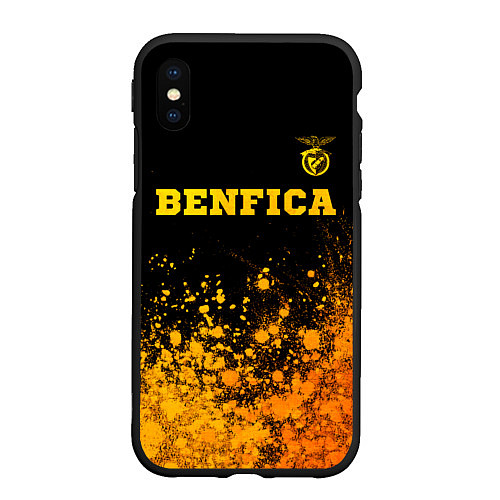 Чехол iPhone XS Max матовый Benfica - gold gradient: символ сверху / 3D-Черный – фото 1