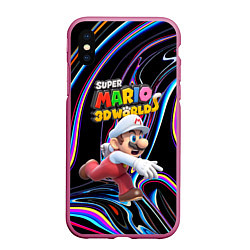 Чехол iPhone XS Max матовый Super Mario 3D World - Video game - Nintendo, цвет: 3D-малиновый
